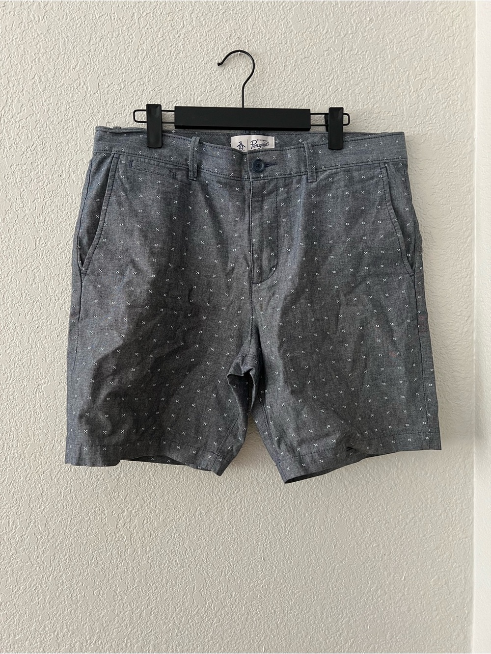 Original Penguin Charcoal Micro Dot Flat-Front Shorts